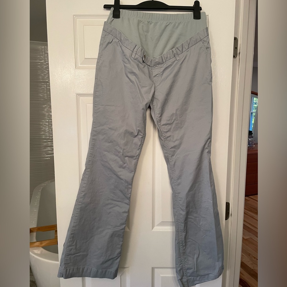 Maternity stretch pants full support panel soft jerseys roll over waist M Long